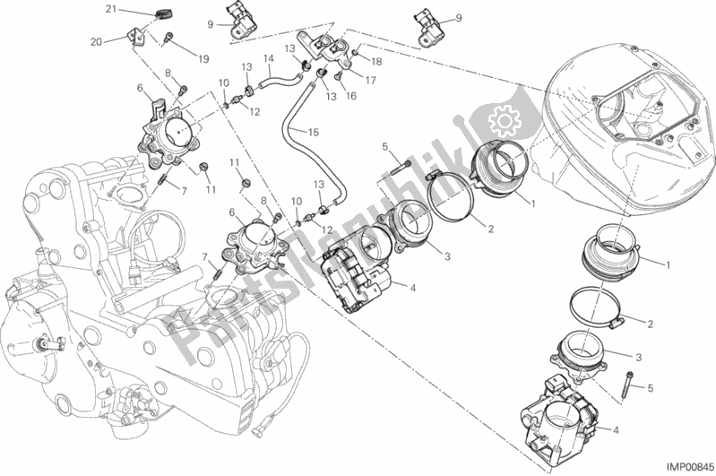 Todas as partes de Corpo Do Acelerador do Ducati Hypermotard USA 821 2014